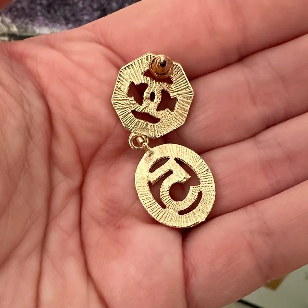 CHANEL Gold and Silver Number 5 Earrings - Picture 5 of 5